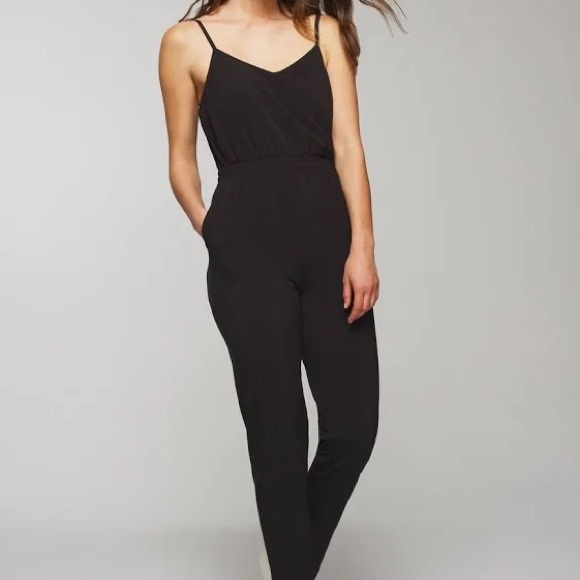 Soma Pants - NWT $110 Sz M SOMA Everstretch Black Spaghetti Strap Jumpsuit